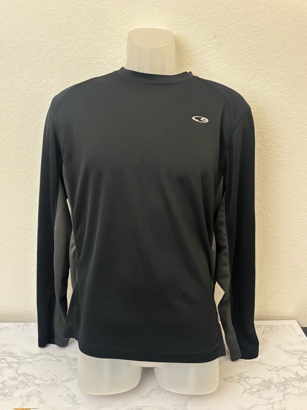 Champion Authentic Mens L Black Long Sleeve T-Shirt Moisture Control Tee